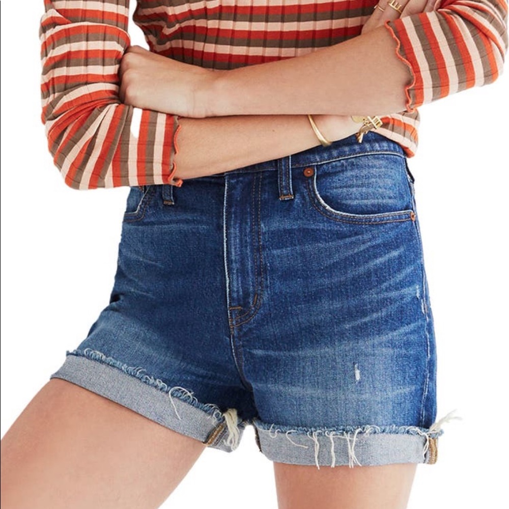 Madewell high rise cuffed denim shorts